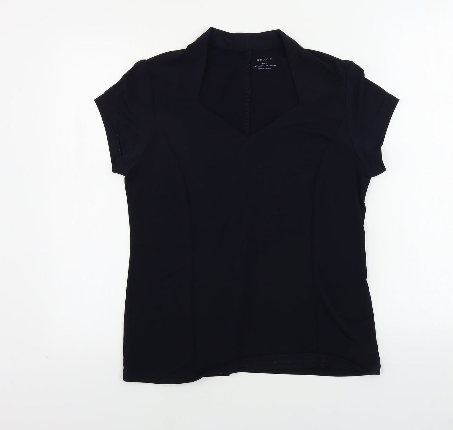 Womens UK Size L Grace Blue Basic T-Shirt