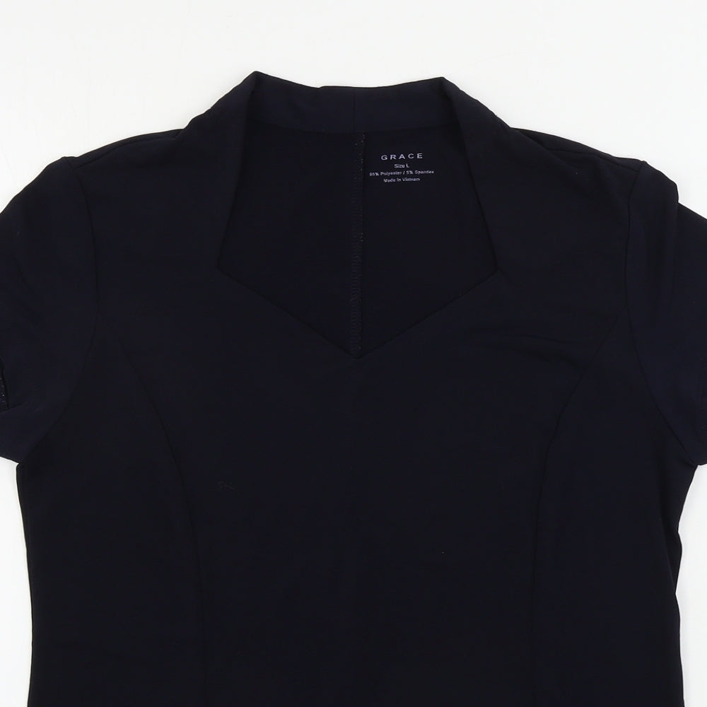 Womens UK Size L Grace Blue Basic T-Shirt