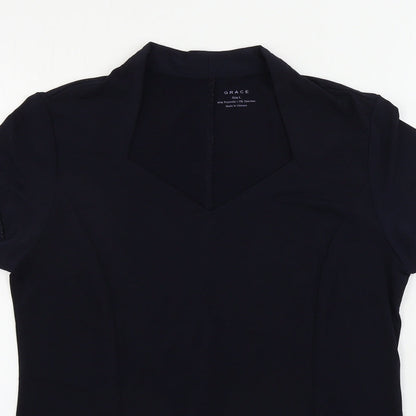 Womens UK Size L Grace Blue Basic T-Shirt
