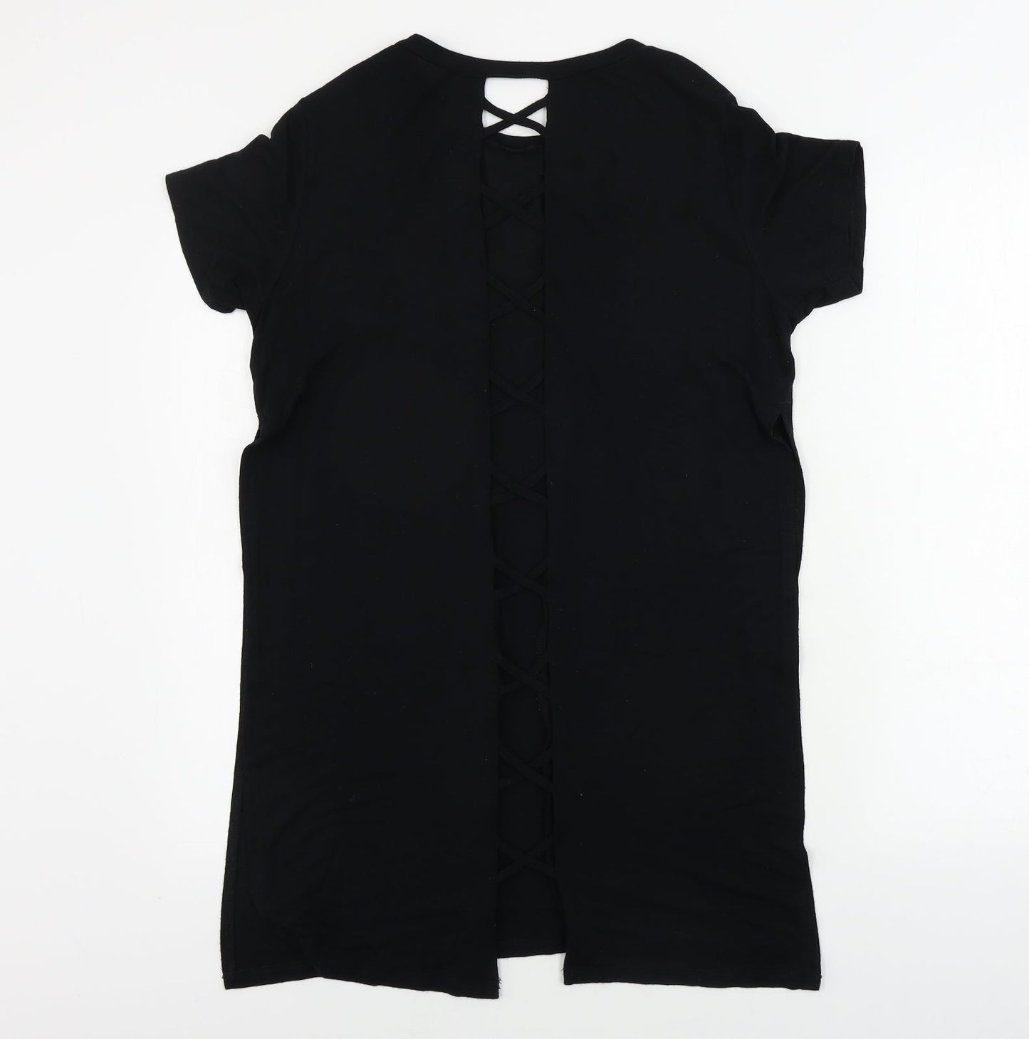 Womens UK Size 8 River Island Black Basic T-Shirt