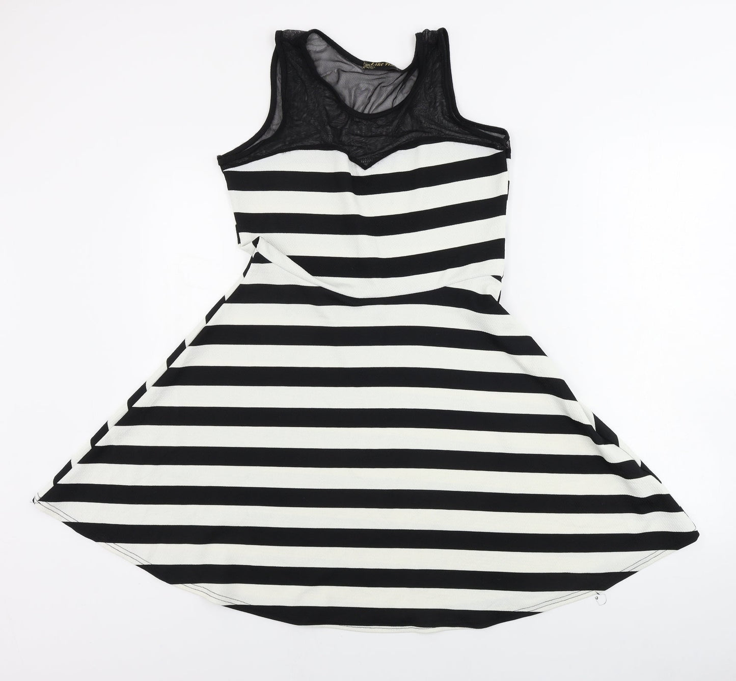like tanya Womens White Striped  A-Line  Size L