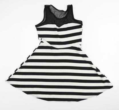 like tanya Womens White Striped  A-Line  Size L