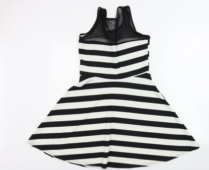 like tanya Womens White Striped  A-Line  Size L