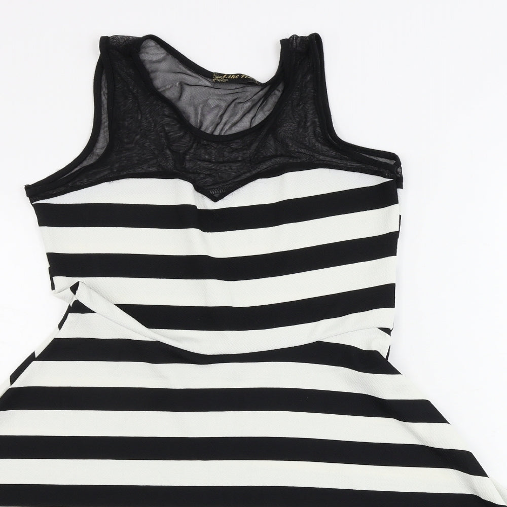 like tanya Womens White Striped  A-Line  Size L