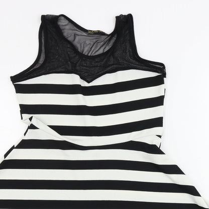 like tanya Womens White Striped  A-Line  Size L
