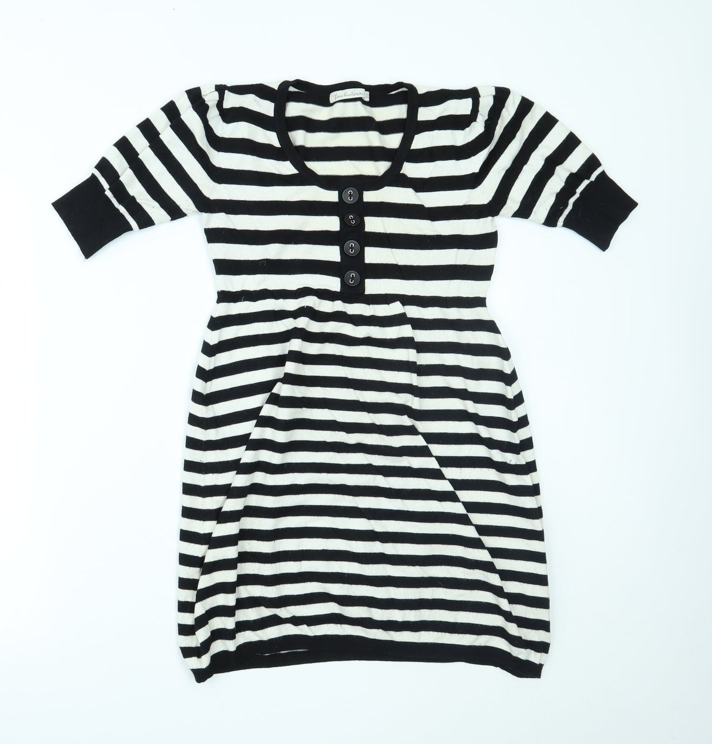 love knitwear Womens Black Striped  Fit & Flare  Size 12