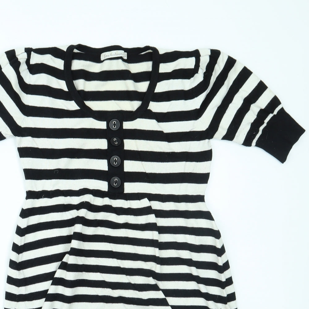 love knitwear Womens Black Striped  Fit & Flare  Size 12