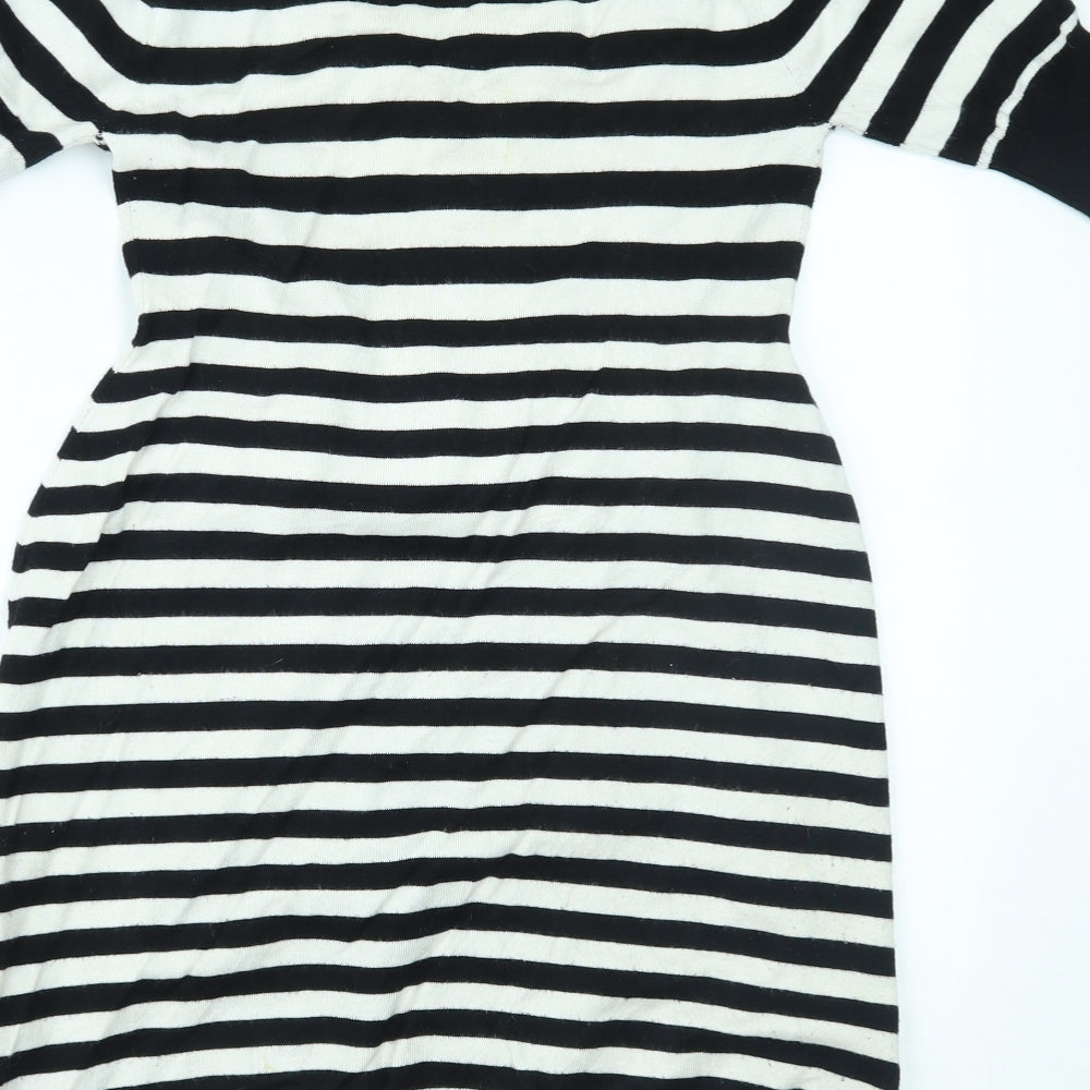love knitwear Womens Black Striped  Fit & Flare  Size 12