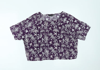 Womens UK Size 12 New Look Purple Cropped Blouse