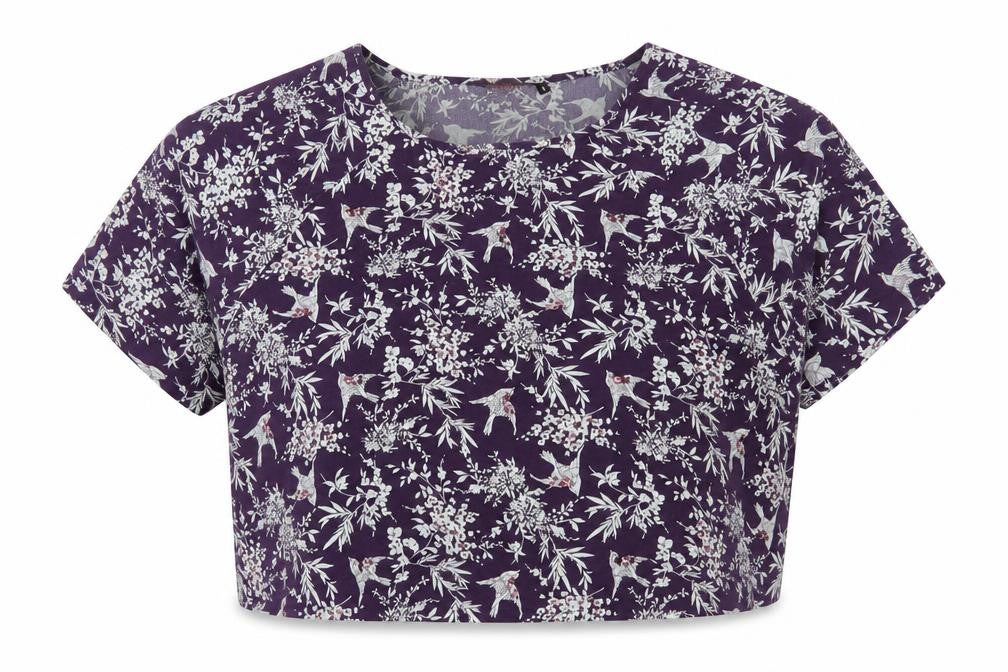 Womens UK Size 12 New Look Purple Cropped Blouse