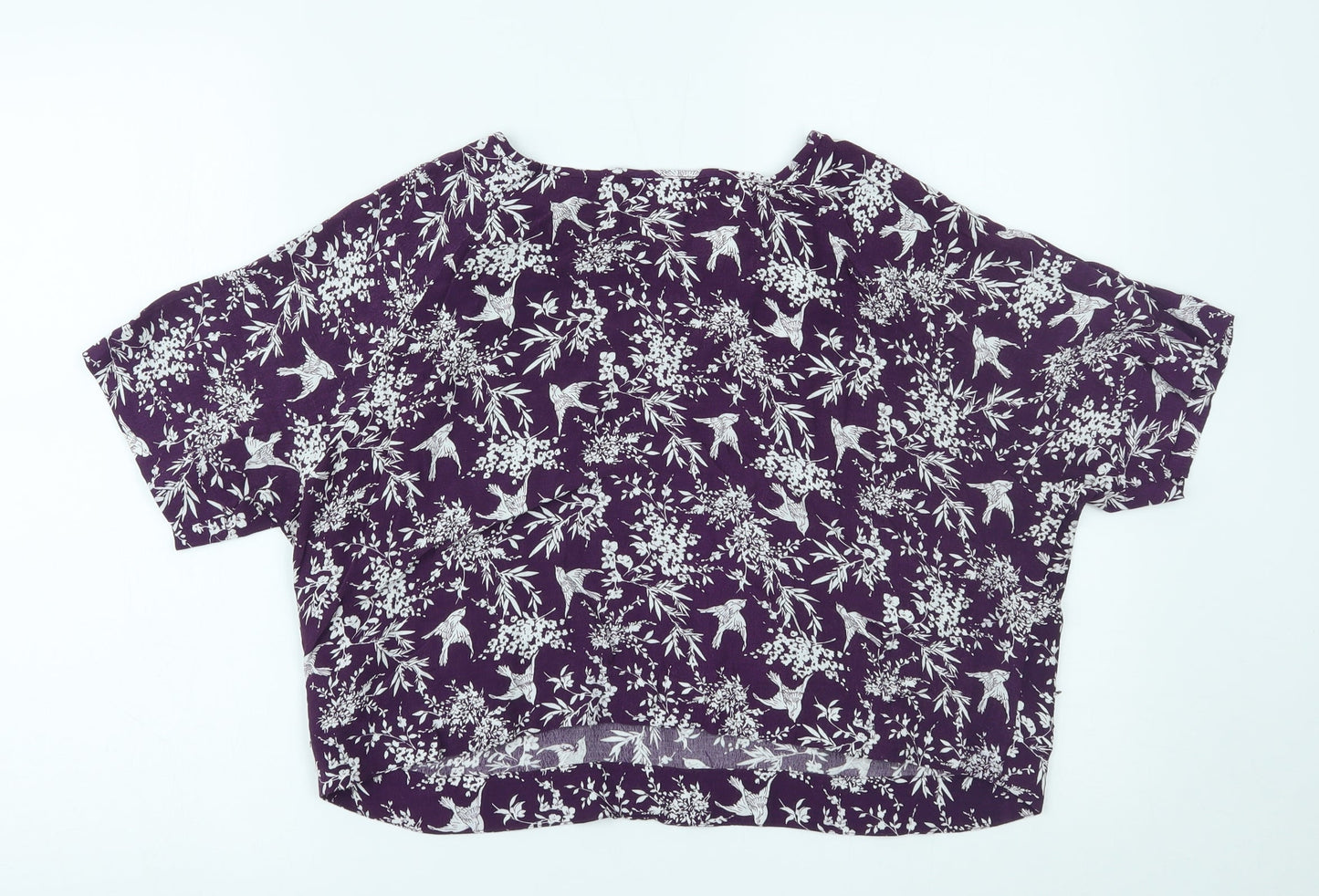 Womens UK Size 12 New Look Purple Cropped Blouse