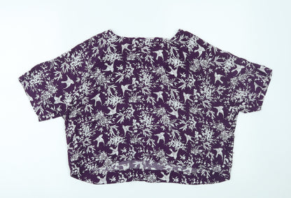 Womens UK Size 12 New Look Purple Cropped Blouse