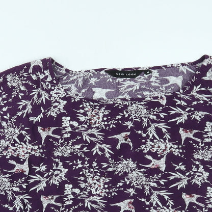 Womens UK Size 12 New Look Purple Cropped Blouse