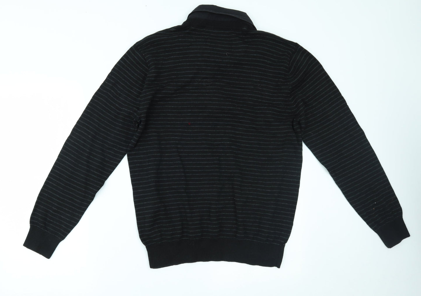 BHS Mens Black Striped  Pullover Jumper Size M
