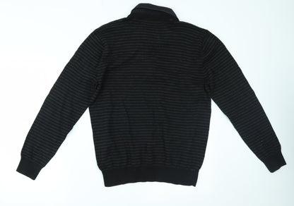 BHS Mens Black Striped  Pullover Jumper Size M