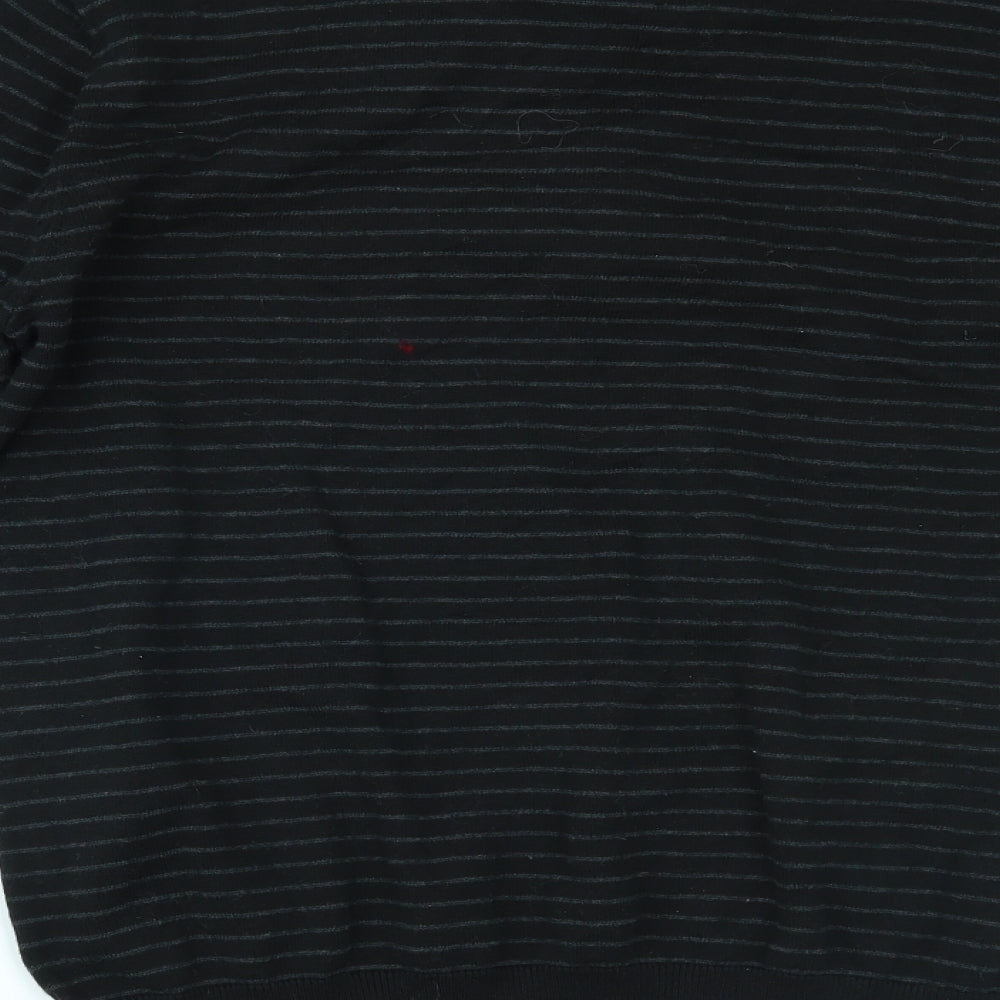 BHS Mens Black Striped  Pullover Jumper Size M