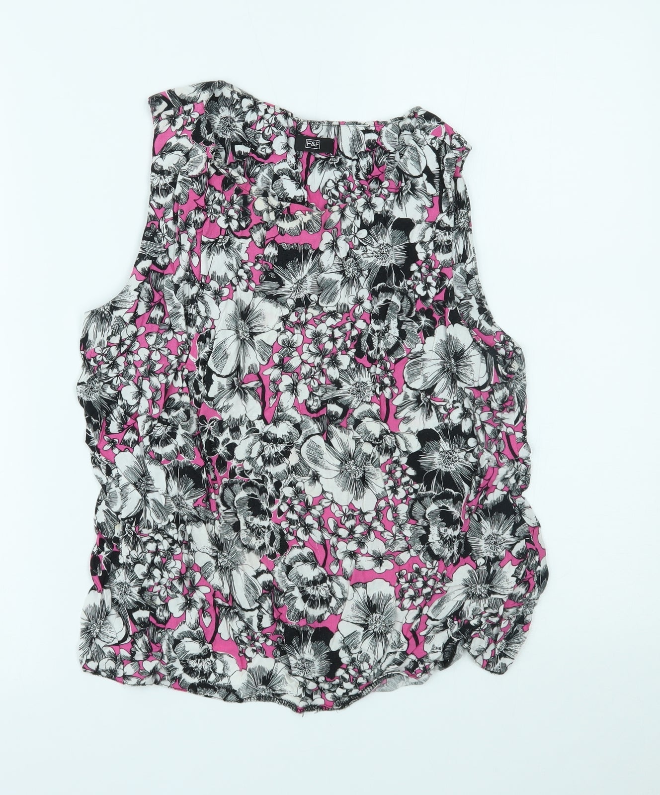 F&F Womens Pink Floral  Basic Tank Size 14