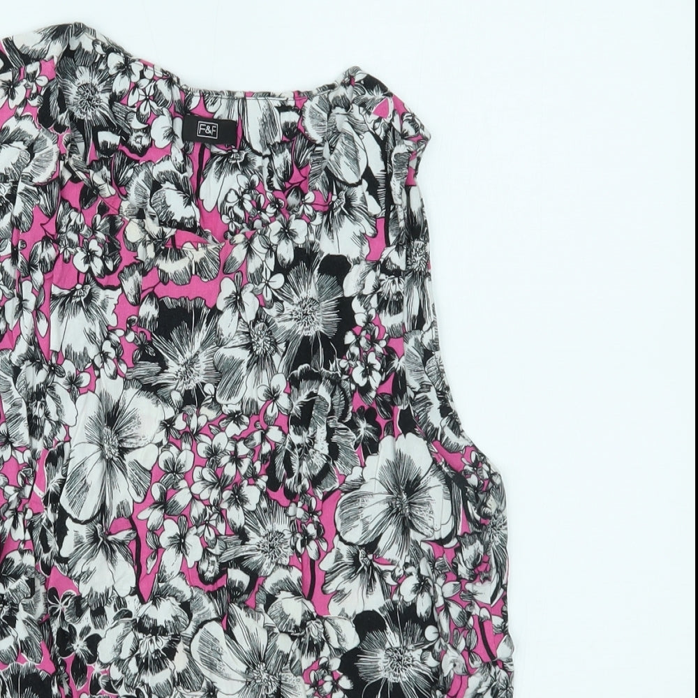 F&F Womens Pink Floral  Basic Tank Size 14