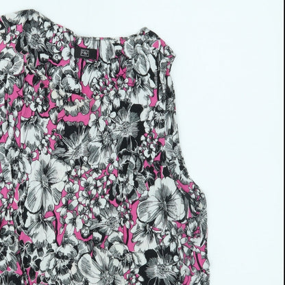 F&F Womens Pink Floral  Basic Tank Size 14