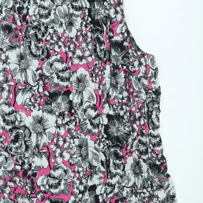 F&F Womens Pink Floral  Basic Tank Size 14