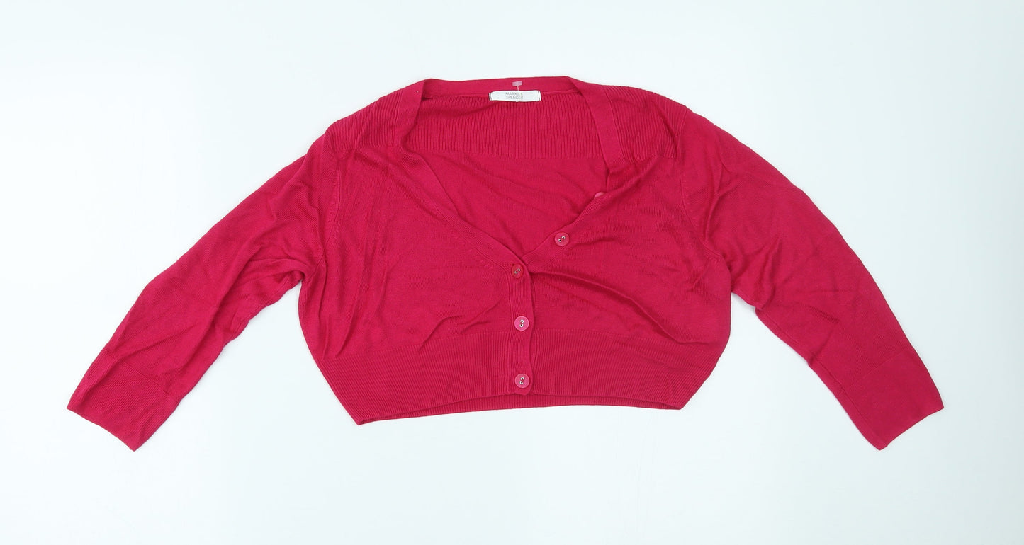 Womens UK Size 14 Marks and Spencer Pink Cardigan Jumper