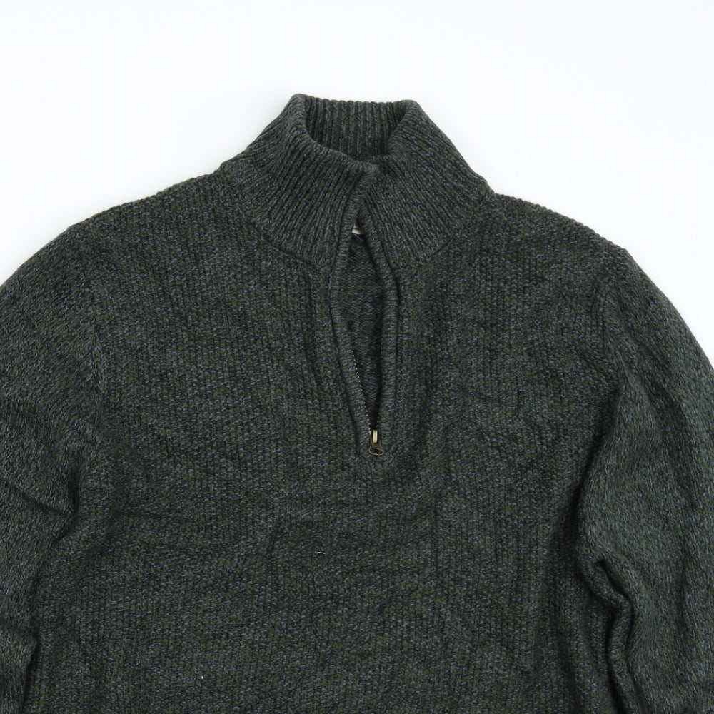 George Mens Green  Knit Henley Jumper Size M