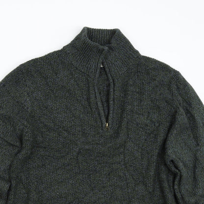 George Mens Green  Knit Henley Jumper Size M