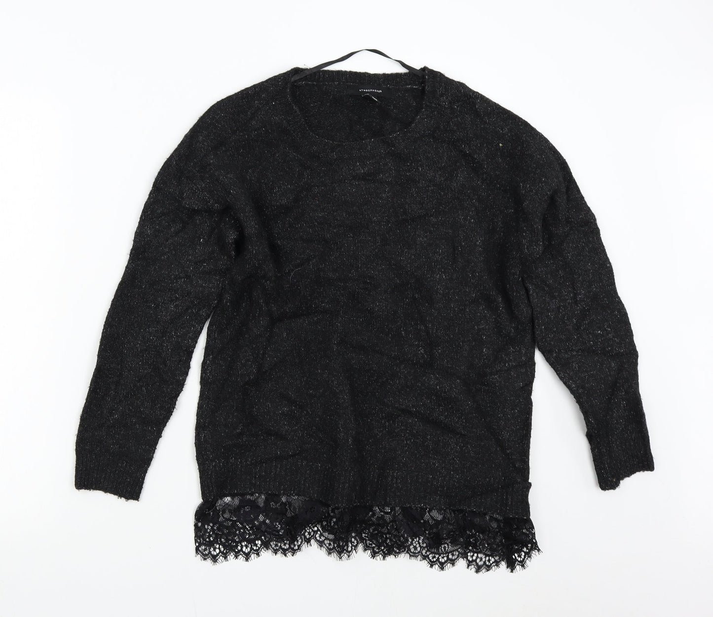 Primark Womens Black  Knit Pullover Jumper Size S  - Lace Trim