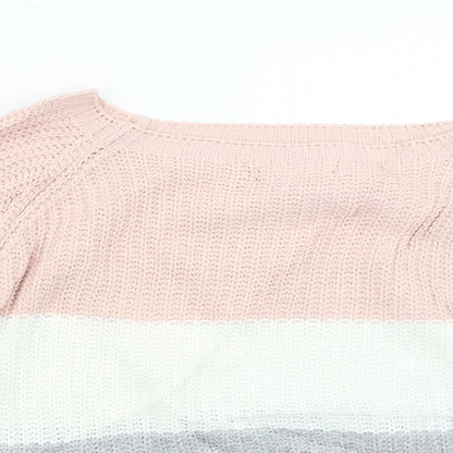 Cameo Rose Womens Multicoloured Striped Knit Pullover Jumper Size M