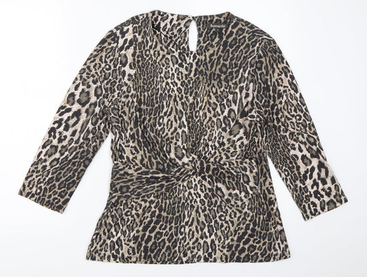 Bonmarché Womens Brown Animal Print  Basic T-Shirt Size 12