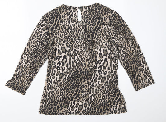 Bonmarché Womens Brown Animal Print  Basic T-Shirt Size 12