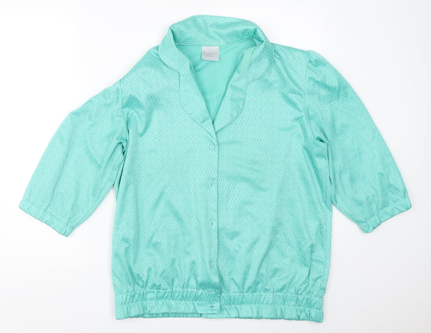 Womens UK Size 12 Classic Woman Green Basic Button-Up