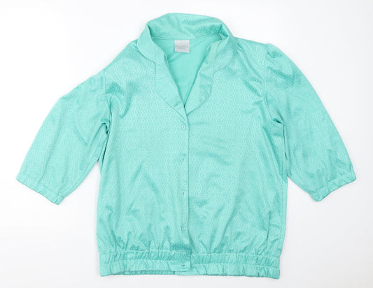 Womens UK Size 12 Classic Woman Green Basic Button-Up