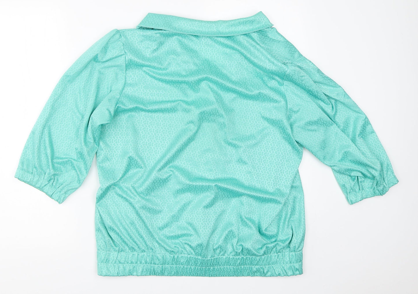 Womens UK Size 12 Classic Woman Green Basic Button-Up