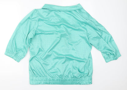 Womens UK Size 12 Classic Woman Green Basic Button-Up