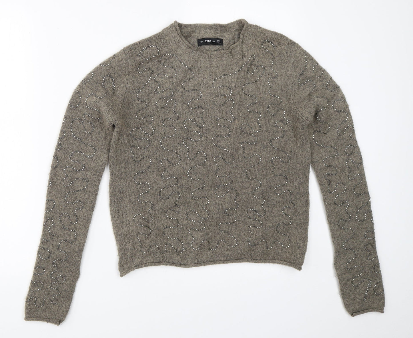 Womens UK Size S Zara Grey Pullover Jumper