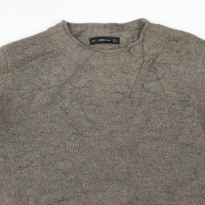 Womens UK Size S Zara Grey Pullover Jumper