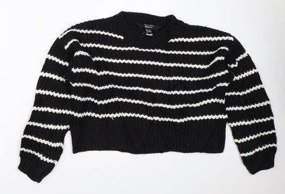 New Look Girls Black Striped  Pullover Jumper Size 14-15 Years