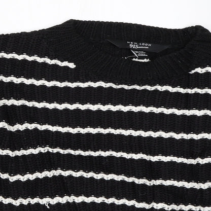 New Look Girls Black Striped  Pullover Jumper Size 14-15 Years