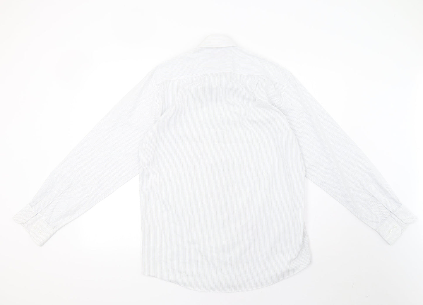 Mens UK Size 15 Marks and Spencer White  Button-Up Long Sleeve Casual Shirt