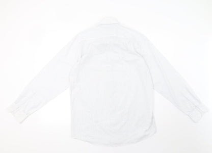 Mens UK Size 15 Marks and Spencer White  Button-Up Long Sleeve Casual Shirt