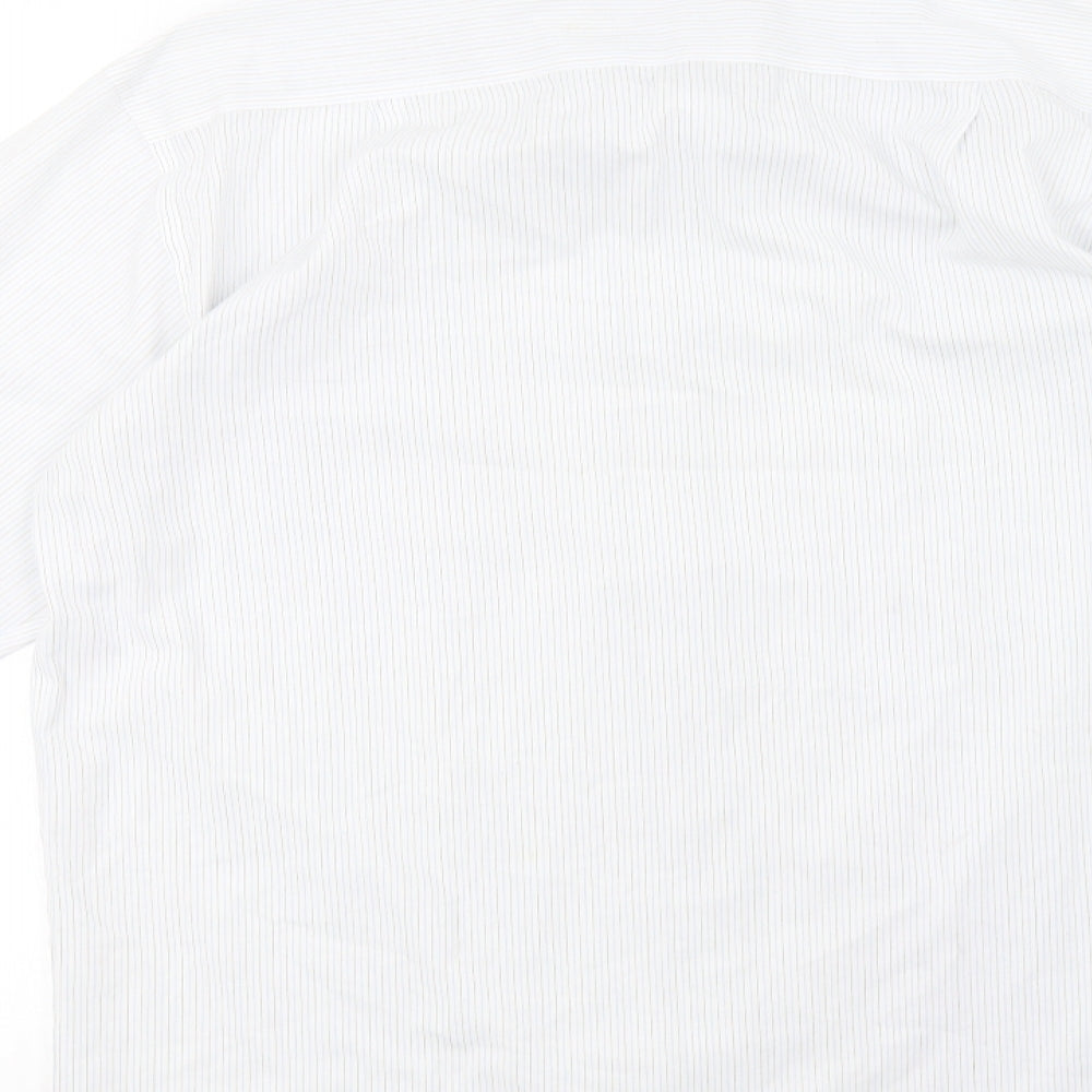 Mens UK Size 15 Marks and Spencer White  Button-Up Long Sleeve Casual Shirt