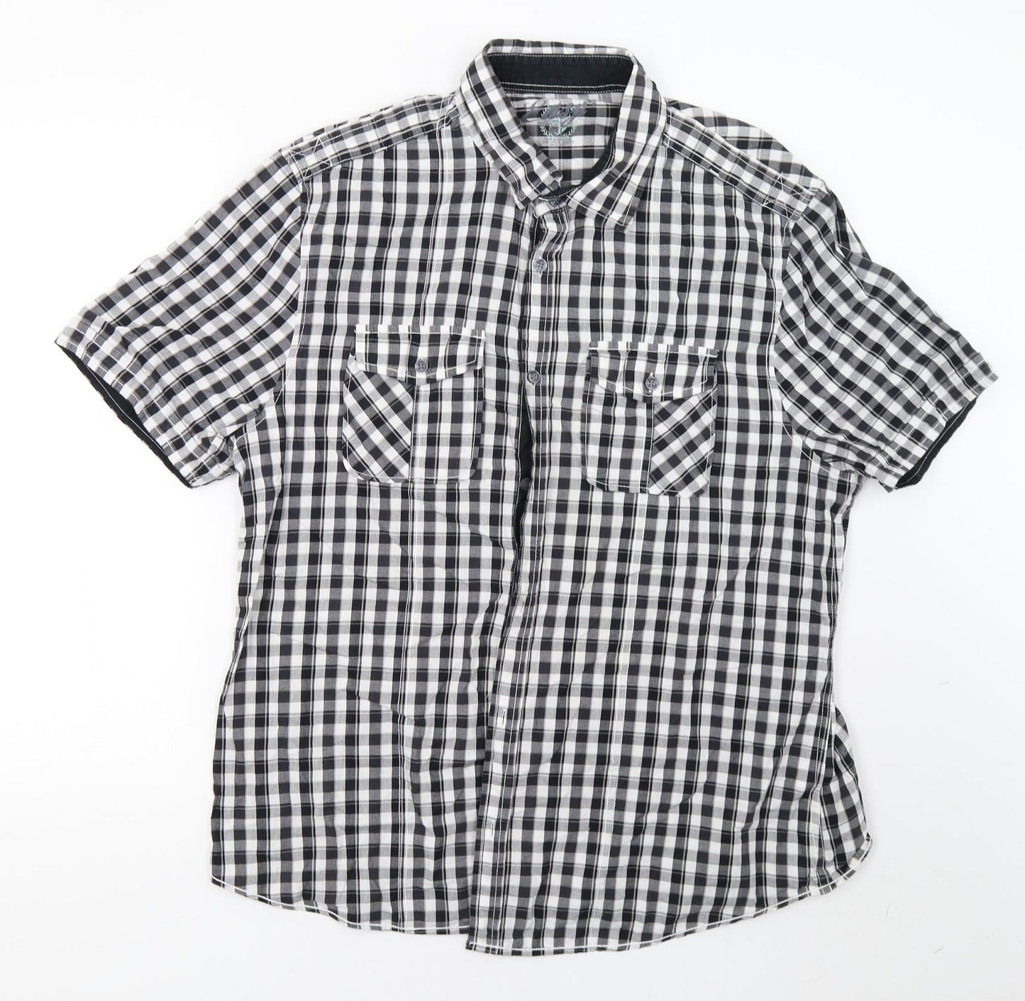 Mens UK Size XL matal White  Button-Up Short Sleeve Casual Shirt