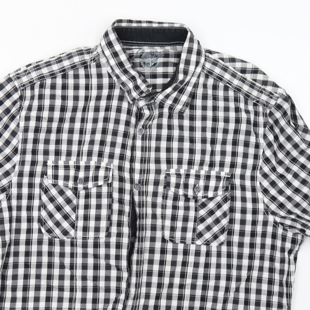 Mens UK Size XL matal White  Button-Up Short Sleeve Casual Shirt