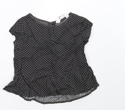 H&M Girls Black Polka Dot  Basic T-Shirt Size 2-3 Years