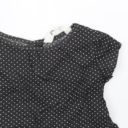 H&M Girls Black Polka Dot  Basic T-Shirt Size 2-3 Years