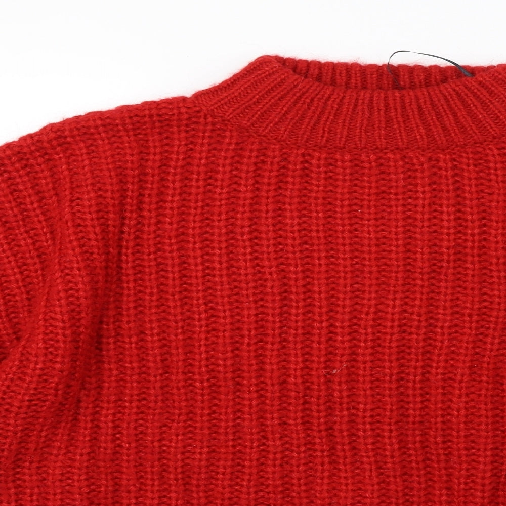 H&M Womens Red  Knit Pullover Sweatshirt Size M
