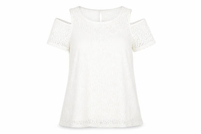 lola liza Womens White   Basic T-Shirt Size M