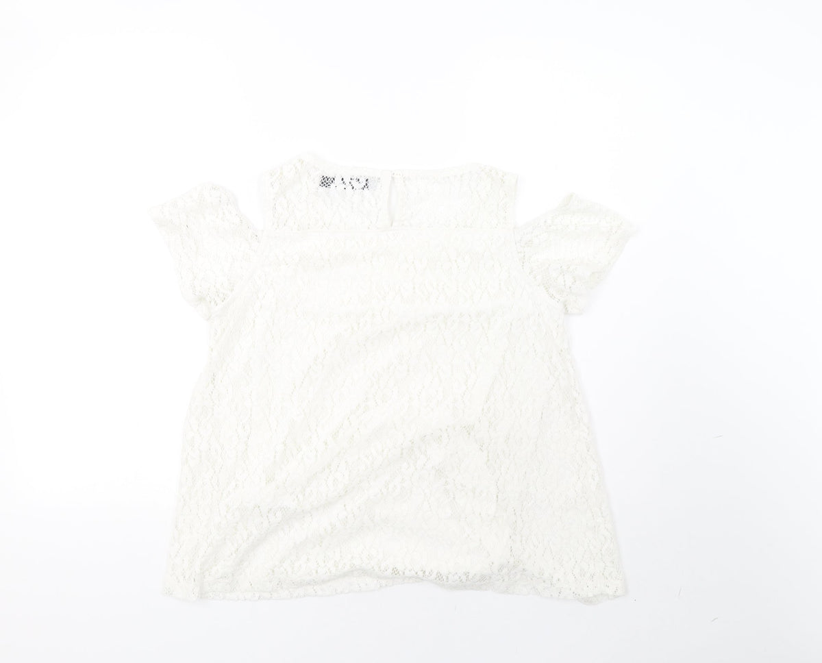 lola liza Womens White   Basic T-Shirt Size M
