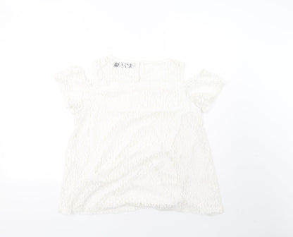 lola liza Womens White   Basic T-Shirt Size M